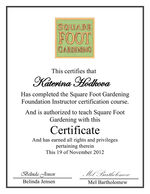 Certifikát instruktoraSquare Foot Gardening Foundation
